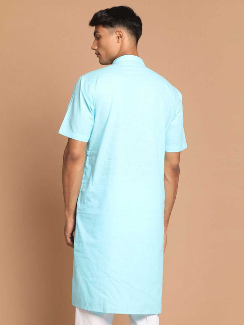 Men's Blue Solid Kurta